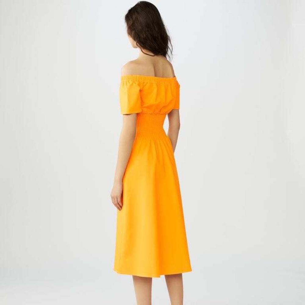 Maje Smocked off shoulder dress